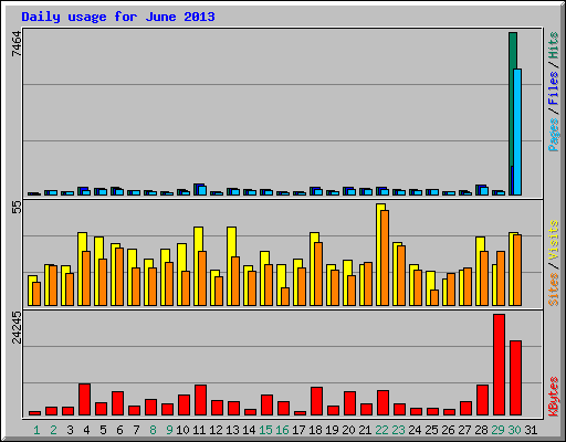 Daily usage for June 2013